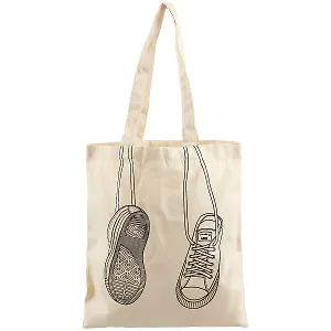 Сумка-шоппер  "Кеды" бежевая 40*32/35см, текстиль, с 2 ручками СК2019-3