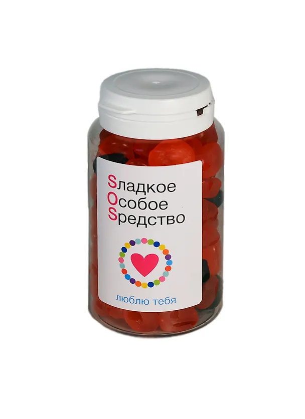 Конфеты "SOS: Люблю тебя"(жеват. мармелад Сердце) объем 150 мл 2327037 — 2