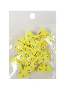 Бантики пришивные с рисунком в цветочек (10шт), жёлтый (11-01055-11)