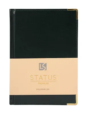 Ежедневник дат. 2026г. А5 176л "Status" темно-зеленый, 7Б, тв.переплет, иск.кожа, обл.поролон, мет.уголки, тонир.блок, цв.торец, ляссе, инд.уп 3114871