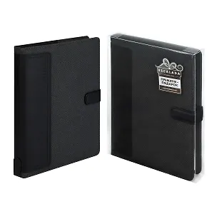 Ежедневник-органайзер недат. А5+ 160л "Саржа" черный, тв.переплёт с поролоном, иск.кожа, магнит.клапан, аппликация, ляссе, ПВХ-коробка