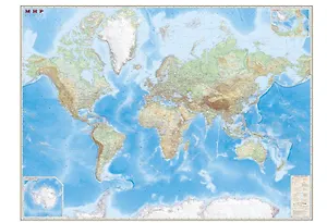 Карта, ДМБ, мира обзорная, 197х145, 1:15 000 000, ламинированная