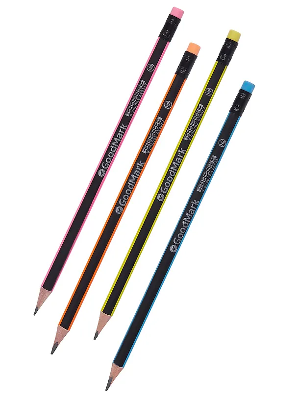 Карандаш GoodMark, Neon, чернографитный HB с ластиком, в ассортименте 242056 — 1