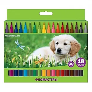 Фломастеры 18цв "Домашние любимцы" к/к, подвес, schoolФОРМАТ