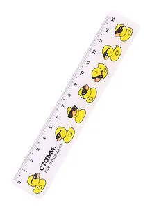 Линейка 15см пластик, "Утки", волнистый край, подвес