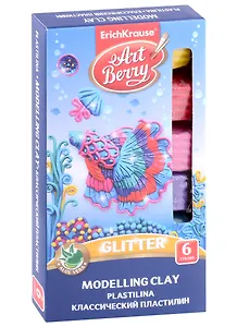 Пластилин 06цв 108гр с Алоэ Вера Glitter с блестками, стек, к/к, Art Berry