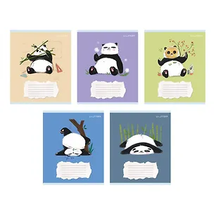 Тетрадь 18л лин. "Панда" мел.картон, офсет 60г/м2, поля, ассорти 3070065
