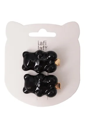 Набор заколок Мишки черные (2шт) (пластик) (3,5см) (12-Ava-4) (Lafilaf) 3125117
