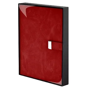 Ежедневник недат. А5+ 160л 170х245 "Шеврет" красный, иск.кожа, мягкий переплет, съемная обл., офсет, ляссе, подар.карт.коробка