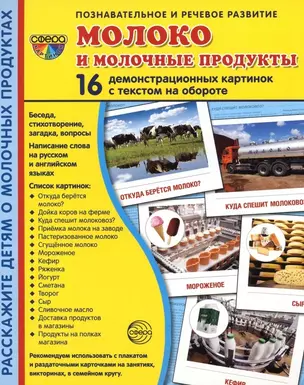 Молоко и молочные продукты. 16 демонстрационных картинок с тексом на обороте — 2967673 — 1