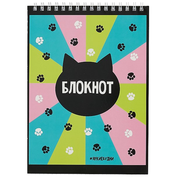 Блокнот А5 60л кл. "ЛАПКИ КОТА" гребень, сплошной УФ-лак, офсет 60г/м2 2923540 — 1