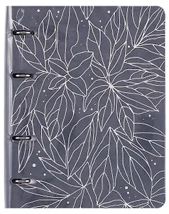 Тетрадь 120л кл. "FOLGA. 5" на кольцах, смен.блок, обл. кож.зам, тиснение серебр.фольгой