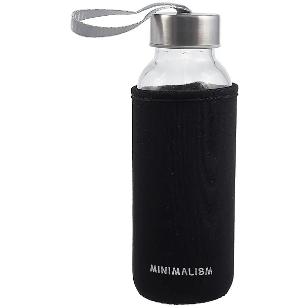 Бутылка в чехле с цветом Minimalism (черная) (300мл) (стекло) 2905875 — 1