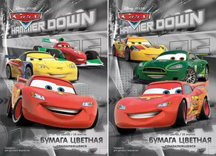 Бумага цветная 10цв 10л А4 "Cars" самоклеящаяся, 2цв металлиз., 4цв флюоресц., карт.папка, Disney — 228113 — 1