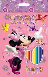 Карандаши цветные 18цв "Minnie Mouse Club House for girls" к/к, подвес, Disney