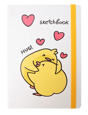 Скетчбук А5 80л "Обнимашки" 100г/м2, тв.обложка, мат.ламинация, резинка 3100552