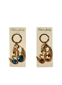 Брелок со стразами Лебеди (19-16) металл