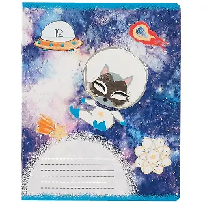 Тетрадь в линейку Academy Style, "Зверята в космосе", 12 листов, в ассортименте