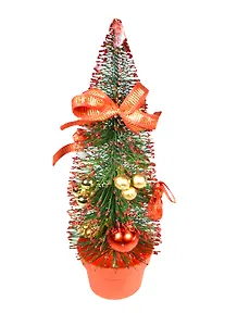 Елка декоративная красная с украшениями (160-132) (25см) (пвх бокс) (Авангард)