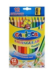 Карандаши цветные 12цв "CARIOCA JUMBO" трёхгранные, с точилкой, к/к, подвес, Universal