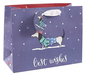 Пакет А5 18*23*10 "Новогодняя такса. Best wishes" НГ, бум.мат.ламинат