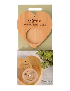 Набор чайных свечей с подсвечником Сердце Home is… (4 штуки)
