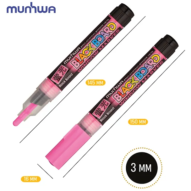 Маркер меловой MunHwa, Black Board Marker, розовый 3 мм 254297 — 8