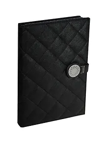 Книга для записей А5 96л "Кросс" черная, обл.кожзам с поролоном, магнит.застежка, ляссе, Escalada