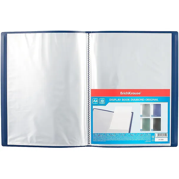 Папка 30ф А4 "Diamond Original" пластик, карман на корешке, синий, Erich Krause 259614 — 2
