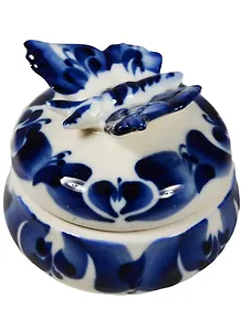 Шкатулка Круглая гжель (6х6) (1215070)