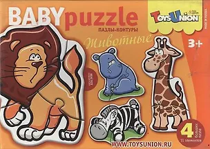 Пазлы-контуры ToysUnion Животные 4 пазла, 11эл. 00-603 2241095
