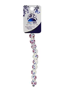 Набор для творчества Бусины керам. на силикон. нити 10шт 12мм, A10, незабудки розовые с синим