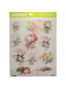 Рисовая бумага для декупажа Розы в акварели A3, 25г/м CP09545