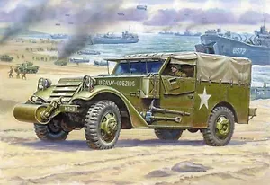 Сборная модель ЗВЕЗДА, Бронетехника, Бронетранспортёр, М-3, Скаут, С тентом, 1:35