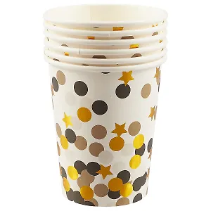Набор бумажных стаканов Золотые кружочки и звездочки (6 шт) (12-01582-C1)