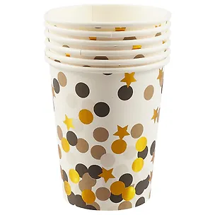 Набор бумажных стаканов Золотые кружочки и звездочки (6 шт) (12-01582-C1) 2689346