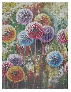 Алмазная мозаика (классическая), с подрамником, с полным заполнением "Разноцветные одуванчики", 30 х 40 см