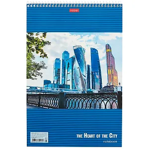 Блокнот А4 60л кл. "Office City" спираль, мел.картон, УФ-лак, жестк.подложка