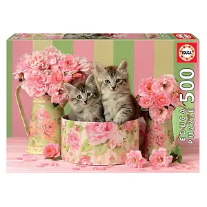 Пазл Educa 500 деталей Котята с розами