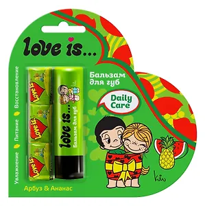 Набор Love is Бальзам для губ Арбуз-ананас+3 жевательных резинки (блистер) (14х12) (Гк 134/9)