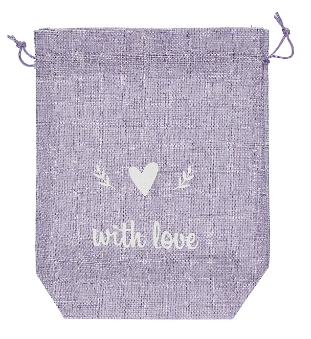 Мешок холщовый «With love», фиолетовый, 20*25*6см, шнурок 3004633 — 3