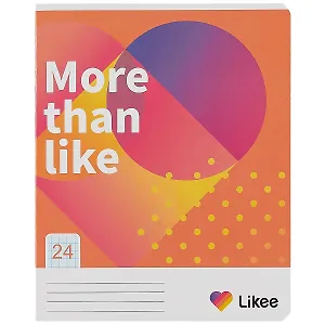 Тетрадь в клетку Likee, 24 листа, в ассортименте