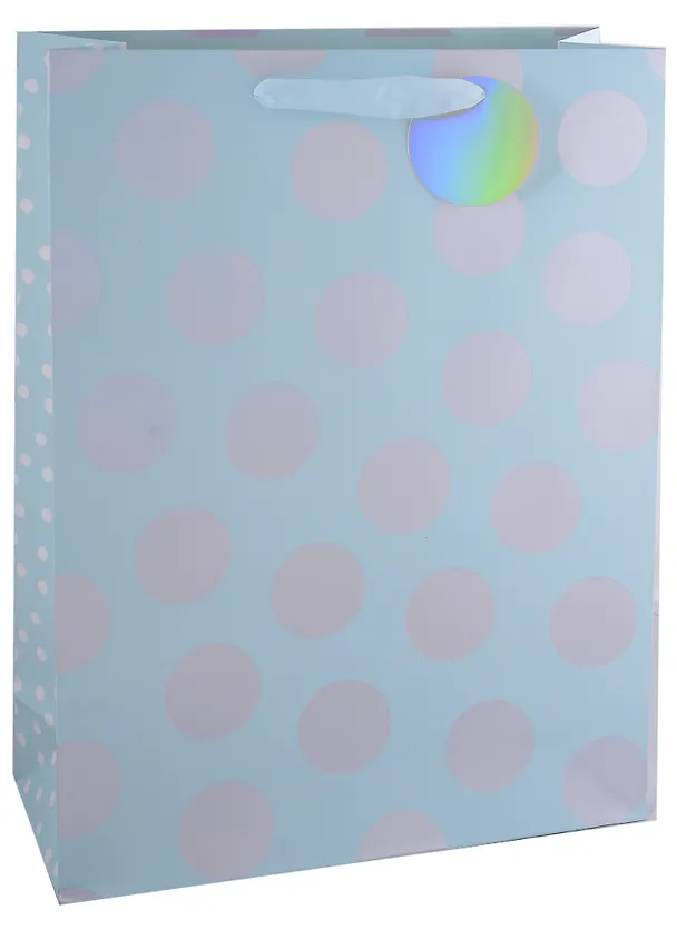 Пакет А3 32*42*11,5 "Silver dots" жен., бум., серебр.блестки сыпучки, тег 2892491 — 1
