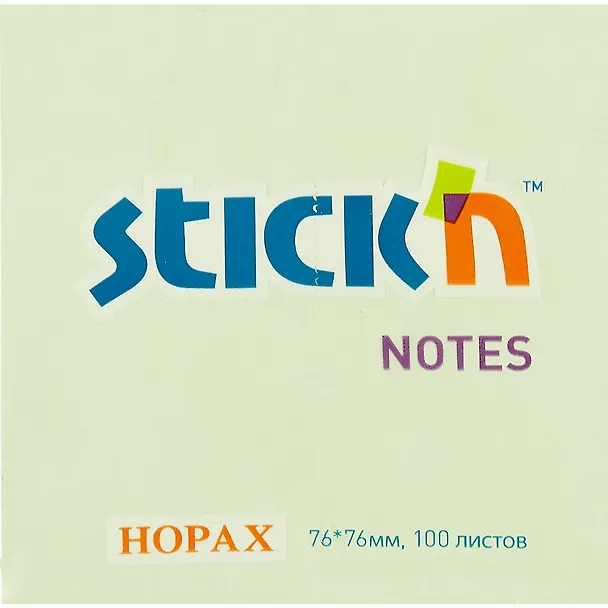 Блок для записей Stick`n Neon notes, светло-зелёный, 7.6 х 7.6 см 215194 — 2