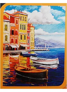 Набор масляных красок 6цв 10мл "Бухта", 2 кисти, мастихин, холст, к/к, Сонет