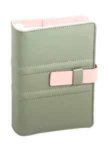 Ежедневник-органайзер недат. А5- 120л  140*197 Аппрет оливковый/розовый, к/з, тв. перепл., на кольцах, тонир.блок