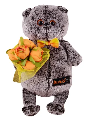 Игрушка мягкая Budi Basa, Басик с букетом оранжевых пионов (В1) 19см Ks19-117 2719079