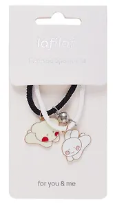 Набор парных браслетов с подвеской Kawaii Мишка и Кролик (текстиль, металл) (12-04407-B61) (Lafilaf)