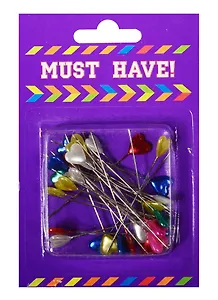 Булавки 30шт "Heart" цветные, ассорти, блистер, MUST HAVE!