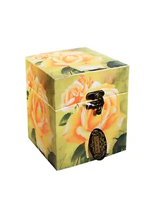 Шкатулка квадратная дерево Желтая роза (14х12х12) (456895)
